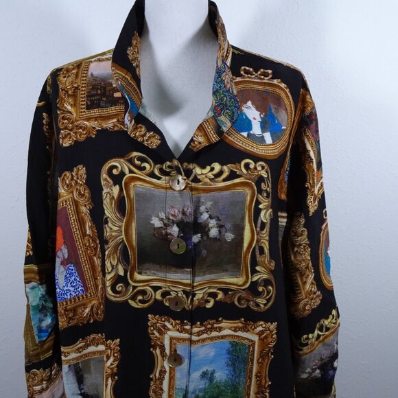 John Mark Picture Art Museum Print Tunic Top Women's Plus Size 3X Wire Collar - Picture 2 of 11